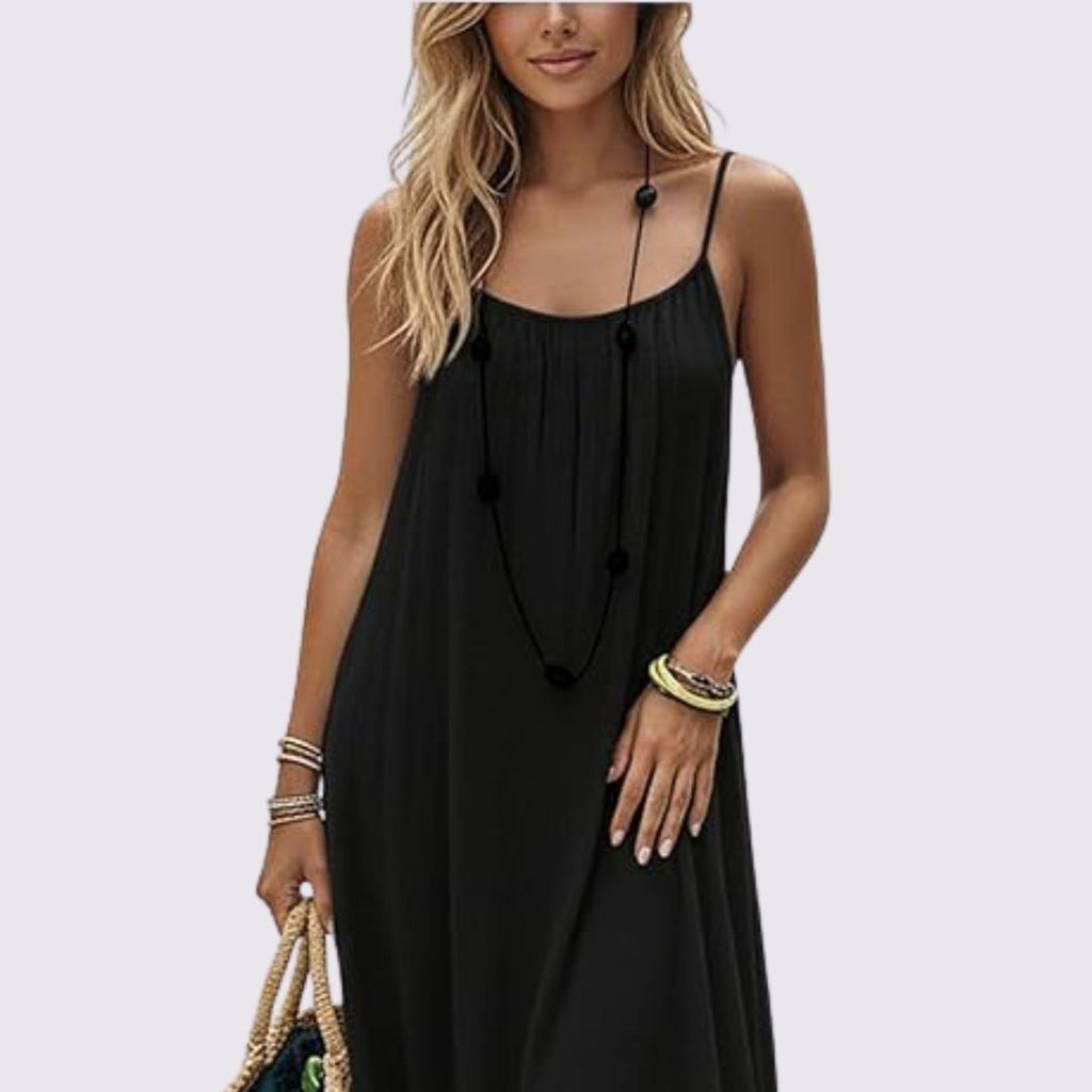 Vestido Negro Con Espalda Ajustable – Cómodo Y Sexy
