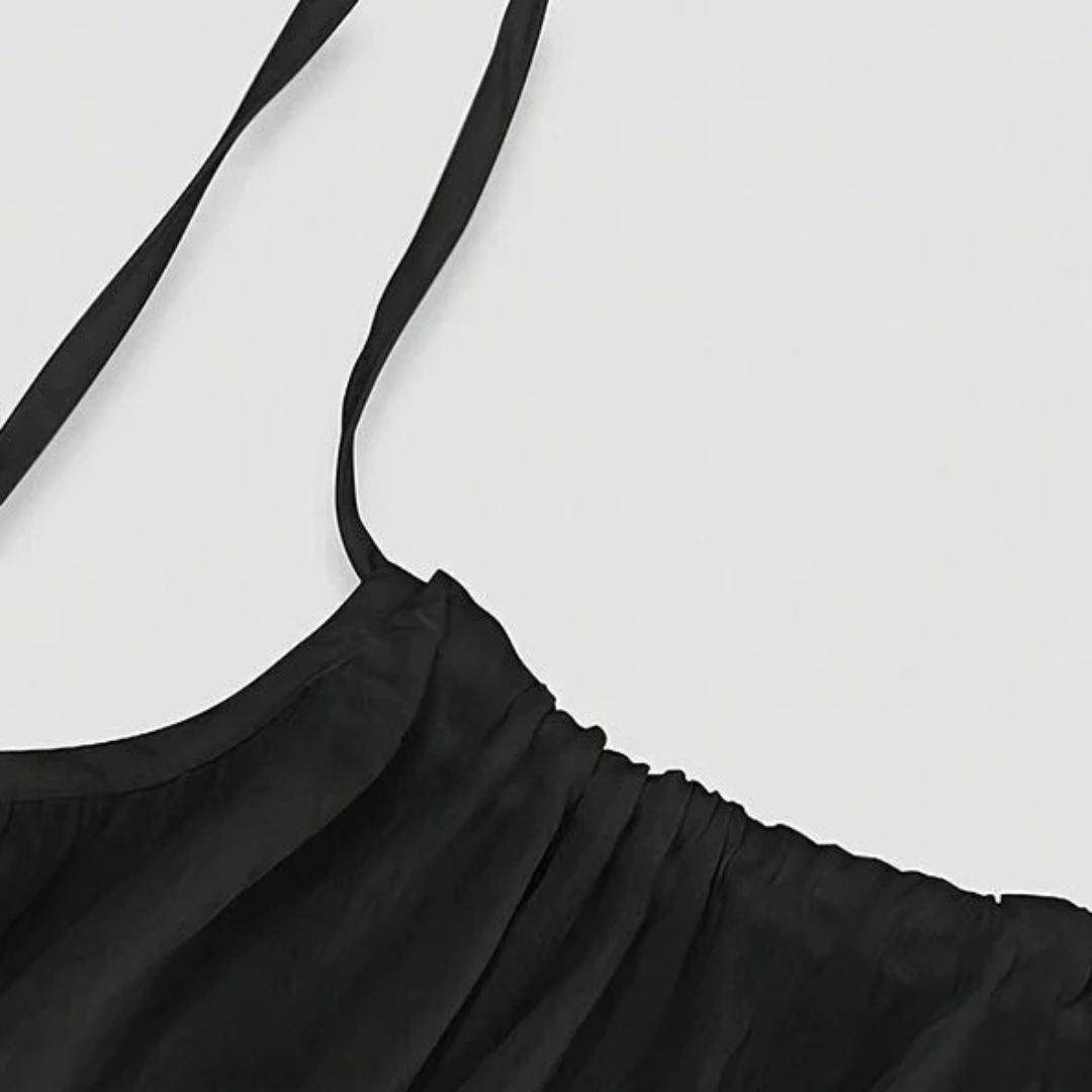 Vestido Negro Con Espalda Ajustable – Cómodo Y Sexy
