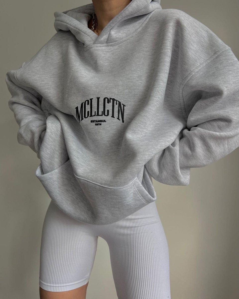 Sudadera Estampada Gráfica Cómoda para Mujer con Capucha de Cordón, Manga Larga y Estilo Oversize Relajado