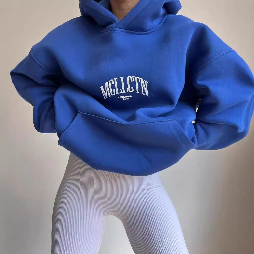 Sudadera Estampada Gráfica Cómoda para Mujer con Capucha de Cordón, Manga Larga y Estilo Oversize Relajado