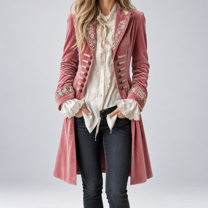 Laura | Chaqueta larga de terciopelo bordado