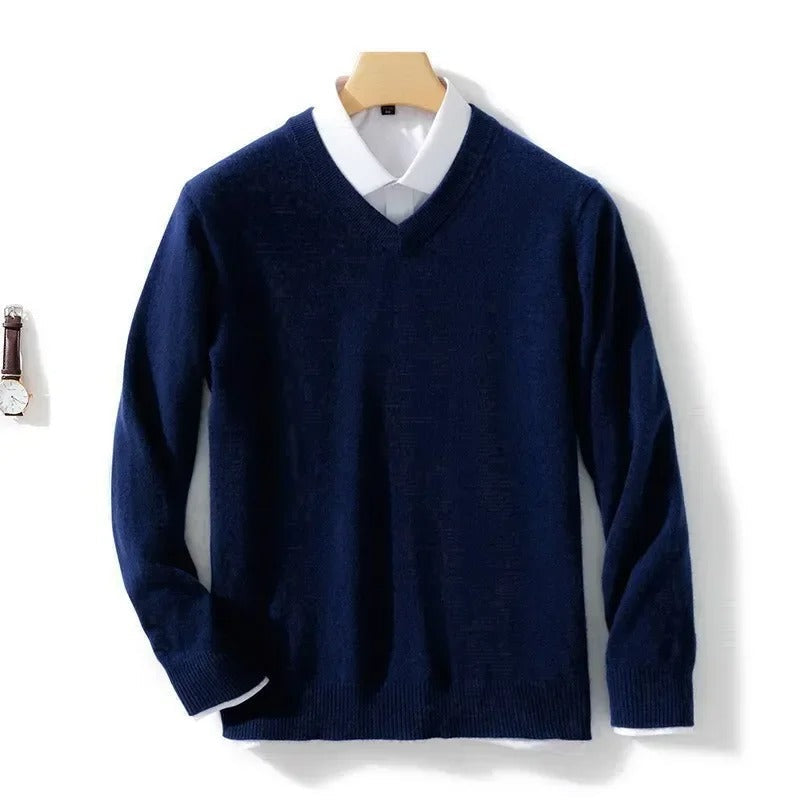 Jersey De Hombre De Cachemira Con Cuello En V Ajustado