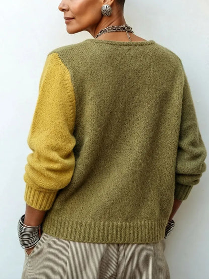 Jersey de punto asimétrico y acogedor con bloques de color