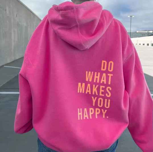 Sudadera Estampada con Eslogan Cómoda para Mujer con Capucha de Cordón, Manga Larga y Estilo Oversize Relajado