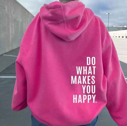Sudadera Estampada con Eslogan Cómoda para Mujer con Capucha de Cordón, Manga Larga y Estilo Oversize Relajado