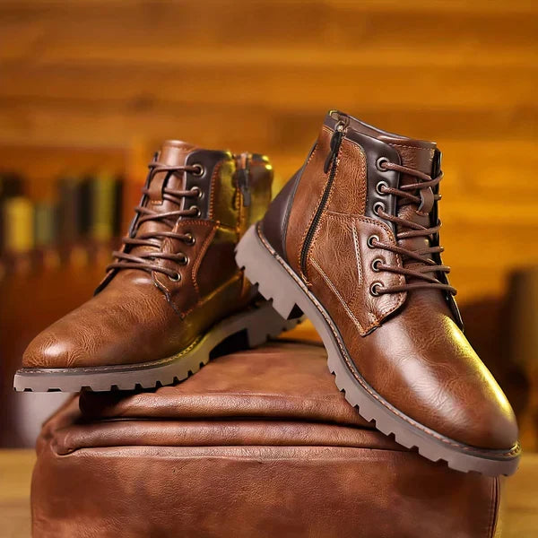 Botas De Piel Casual Para Hombre Con Ajuste Estructurado