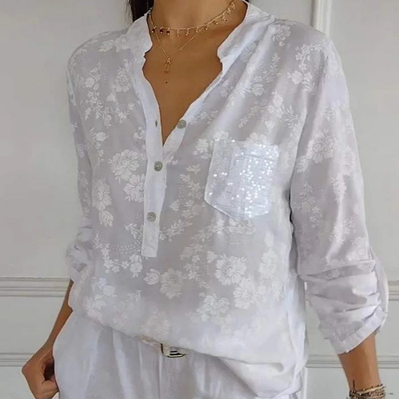 Blusa De Flores De Manga Larga De Estilo Romántico