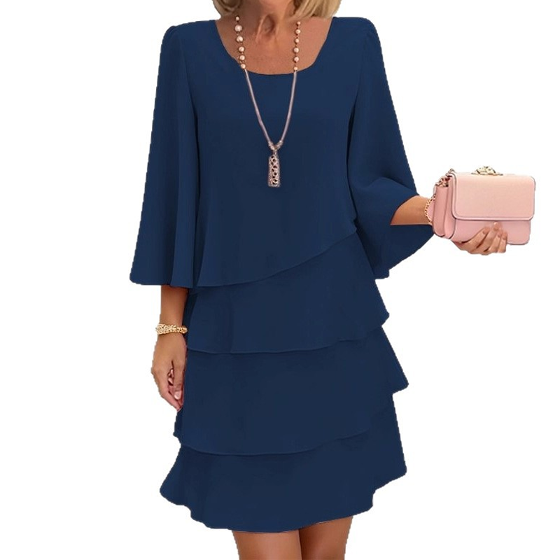 Vestido Largo Mujer con Volantes y Escote Cuadrado