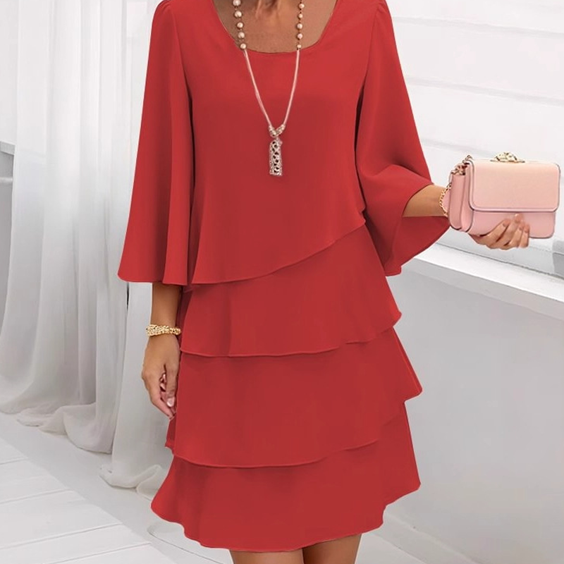 Vestido Largo Mujer con Volantes y Escote Cuadrado