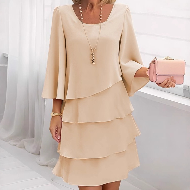 Vestido Largo Mujer con Volantes y Escote Cuadrado