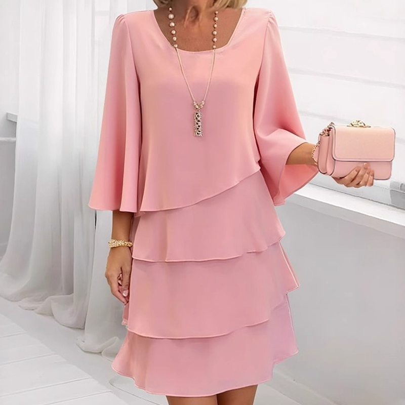 Vestido Largo Mujer con Volantes y Escote Cuadrado