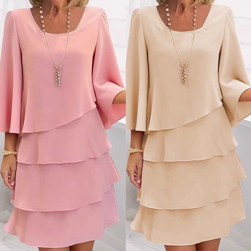 Vestido Largo Mujer con Volantes y Escote Cuadrado