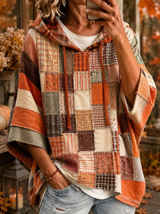 Roxana | Sudadera oversize con capucha de patchwork artístico