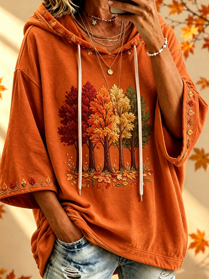 María | Sudadera oversize con capucha y estampado otoñal