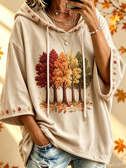 María | Sudadera oversize con capucha y estampado otoñal