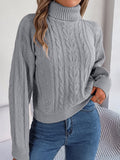 Sudadera sin Esfuerzo para Mujer con Cuello Alto de Punto Trenzado y Manga Larga