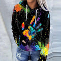 Sudadera Estampada Gráfica Cómoda para Mujer con Capucha de Cordón, Manga Larga, Bolsillo Canguro y Estilo Relajado