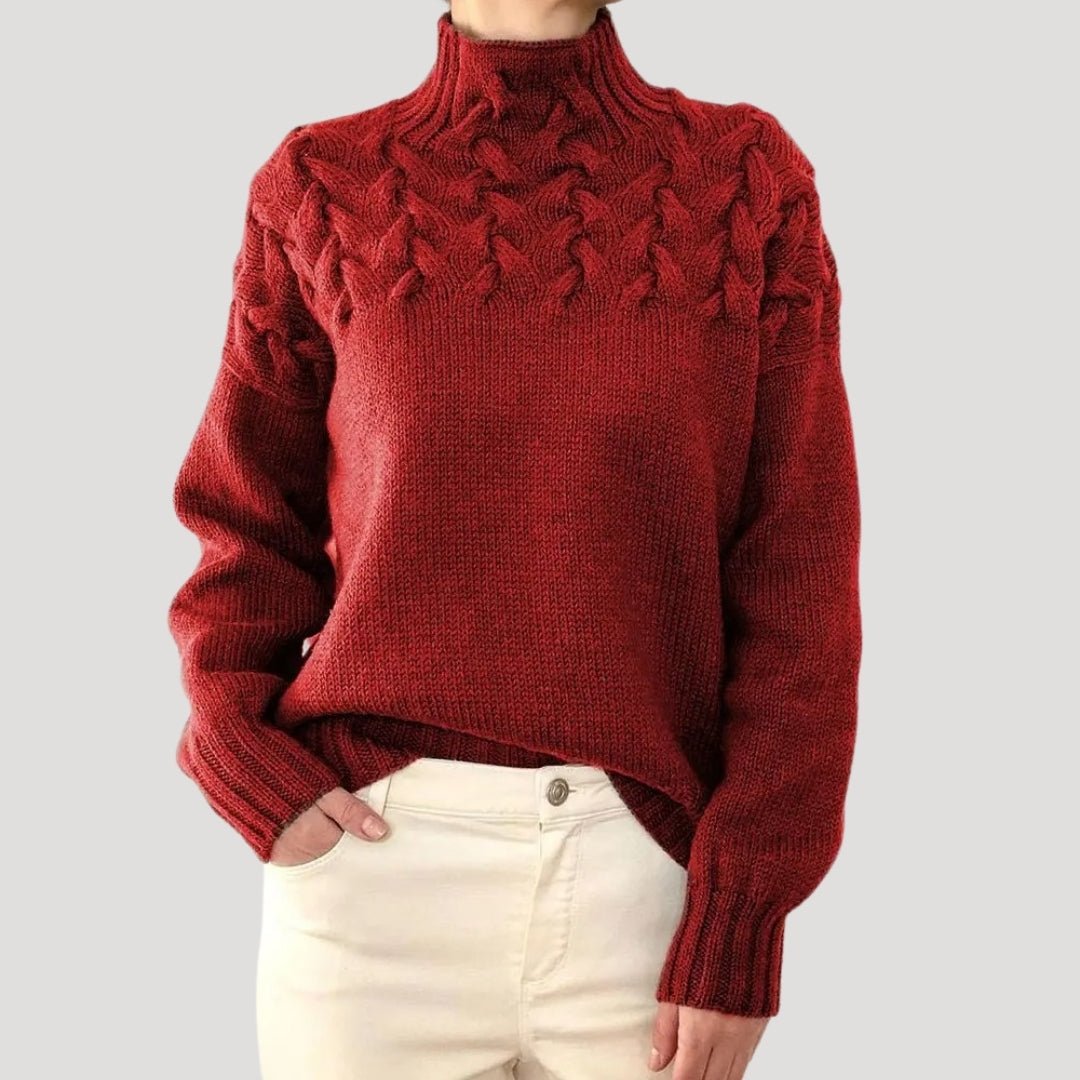 Jerséis sin Esfuerzo para Mujer con Cuello Alto de Punto Trenzado, Estilo Pullover y Ajuste Relajado