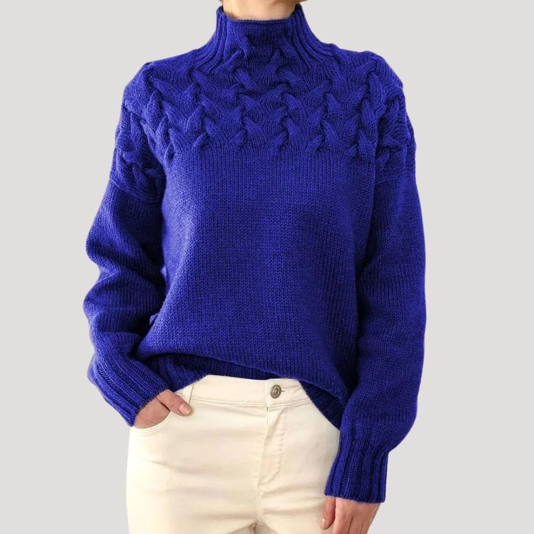 Jerséis sin Esfuerzo para Mujer con Cuello Alto de Punto Trenzado, Estilo Pullover y Ajuste Relajado