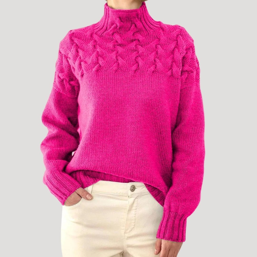 Jerséis sin Esfuerzo para Mujer con Cuello Alto de Punto Trenzado, Estilo Pullover y Ajuste Relajado