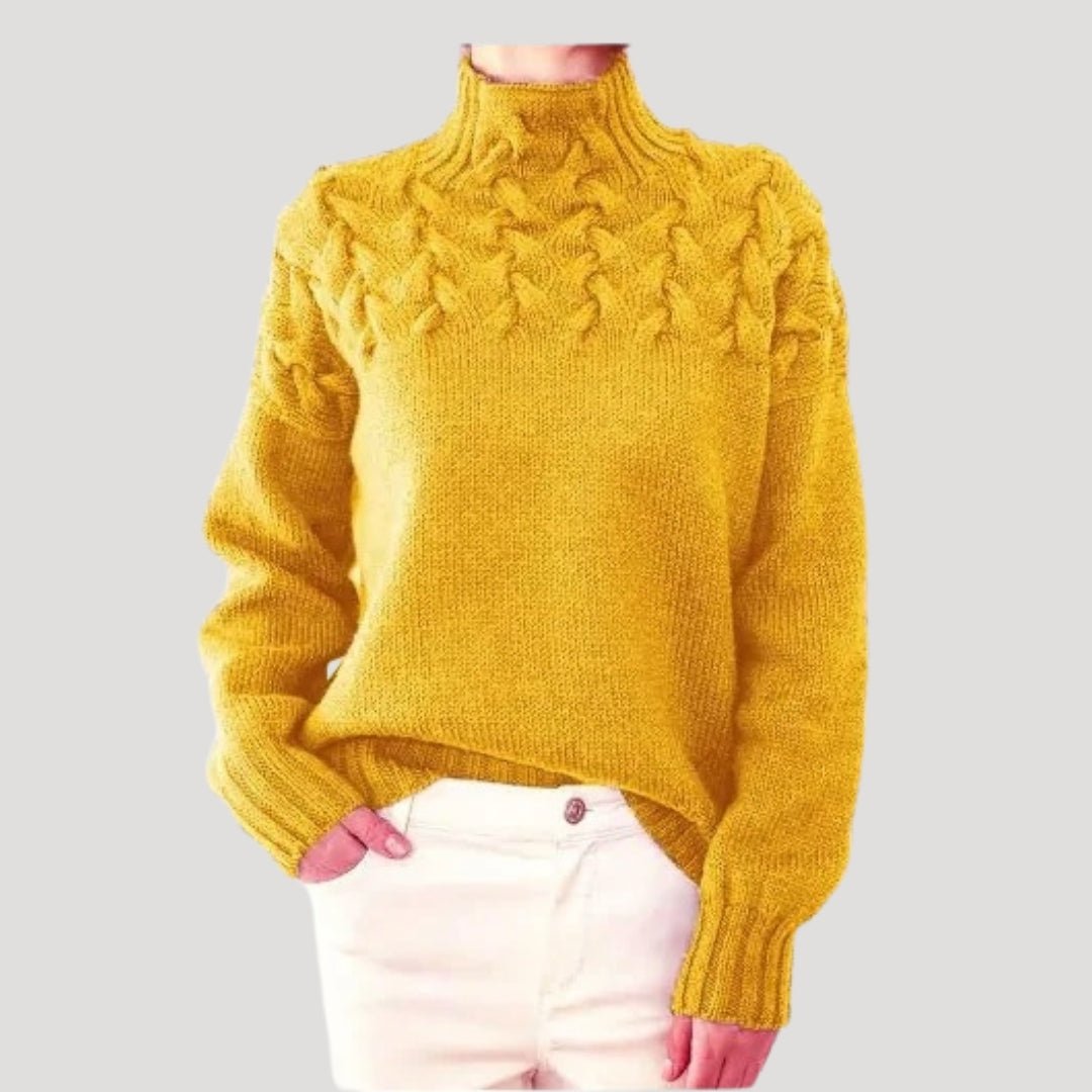 Jerséis sin Esfuerzo para Mujer con Cuello Alto de Punto Trenzado, Estilo Pullover y Ajuste Relajado