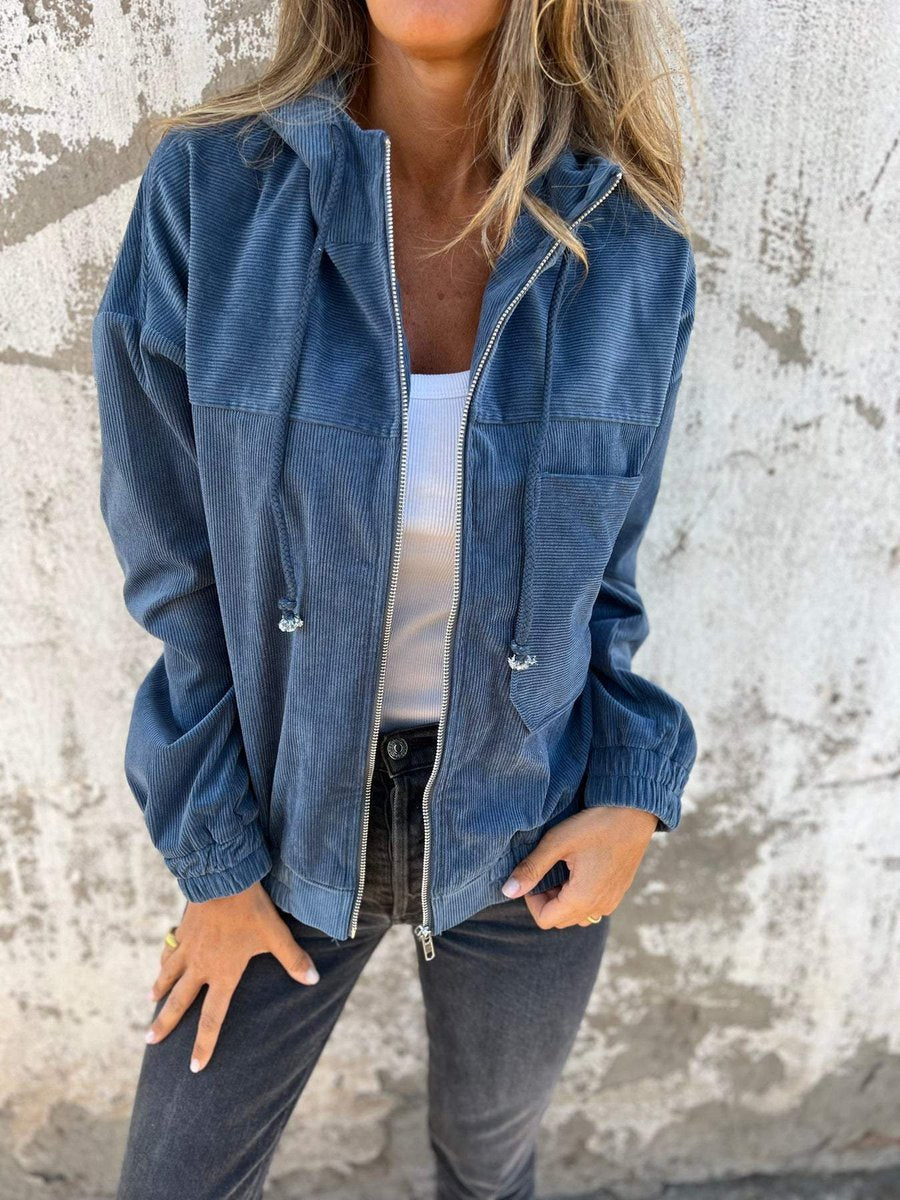 Laura | Chaqueta acanalada con capucha y cremallera