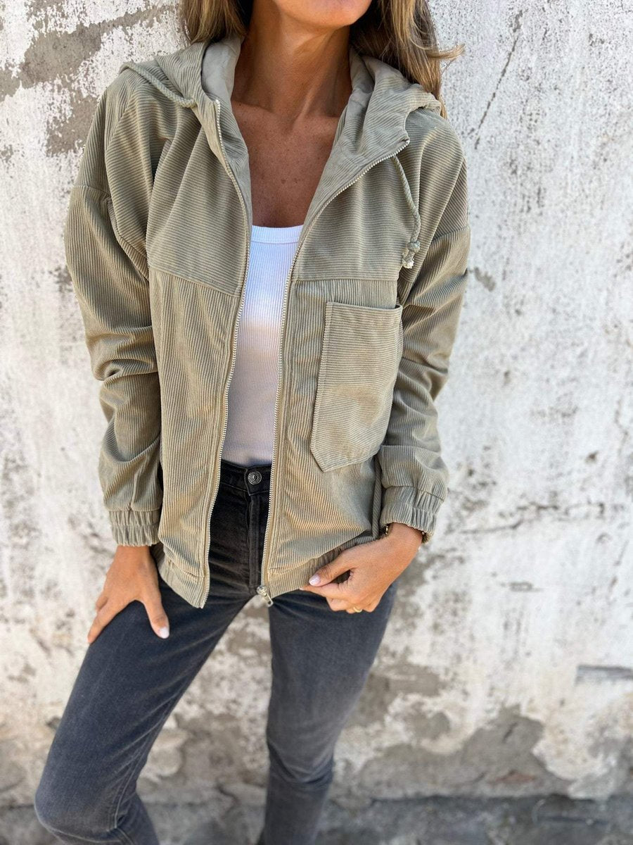 Laura | Chaqueta acanalada con capucha y cremallera