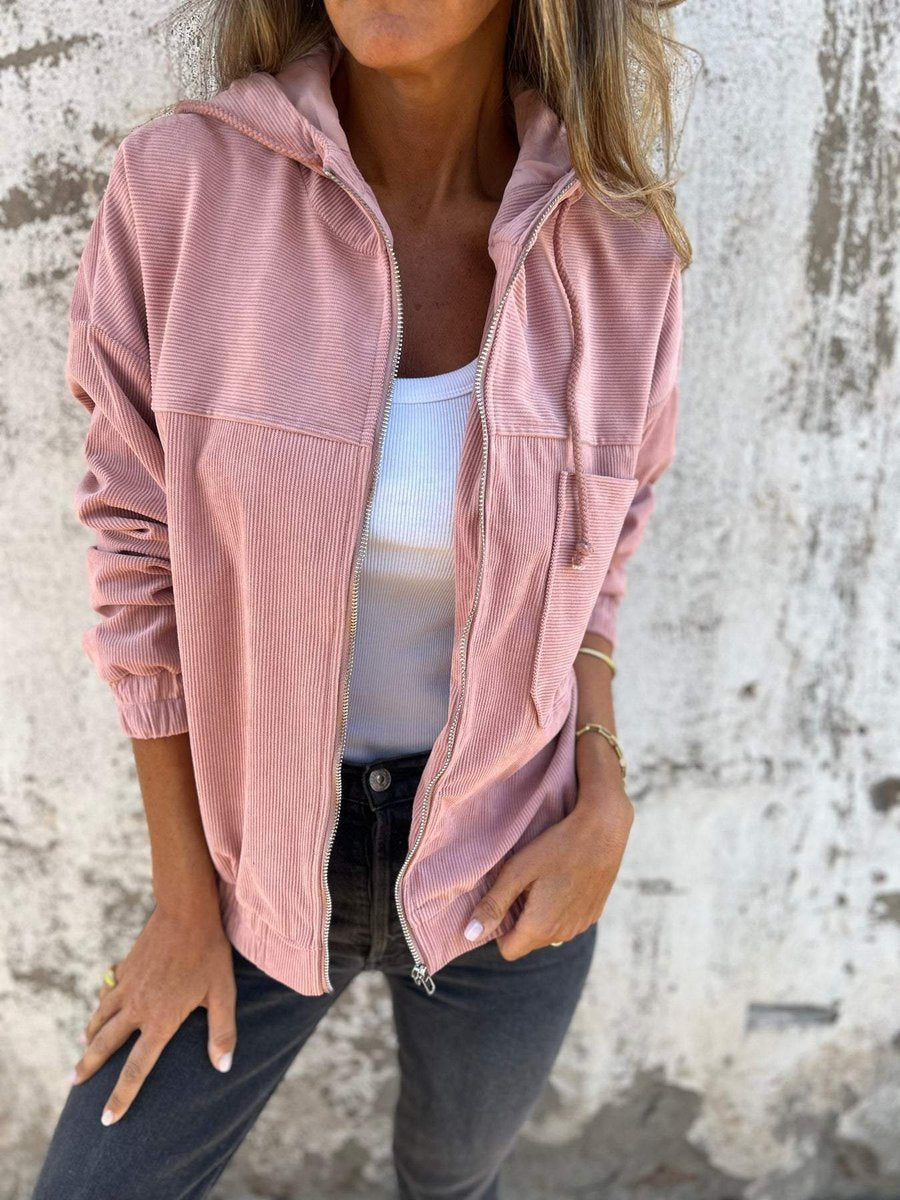 Laura | Chaqueta acanalada con capucha y cremallera