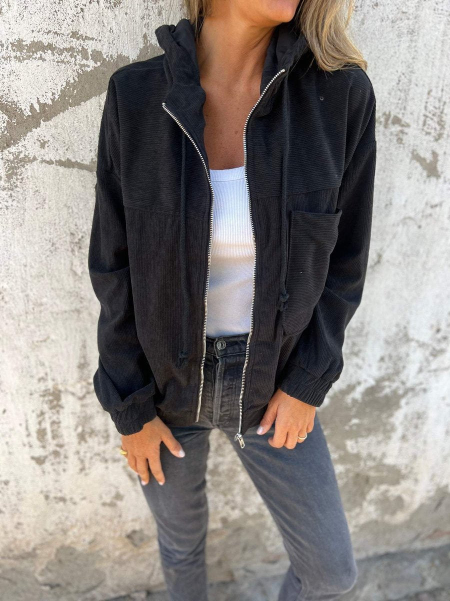Laura | Chaqueta acanalada con capucha y cremallera