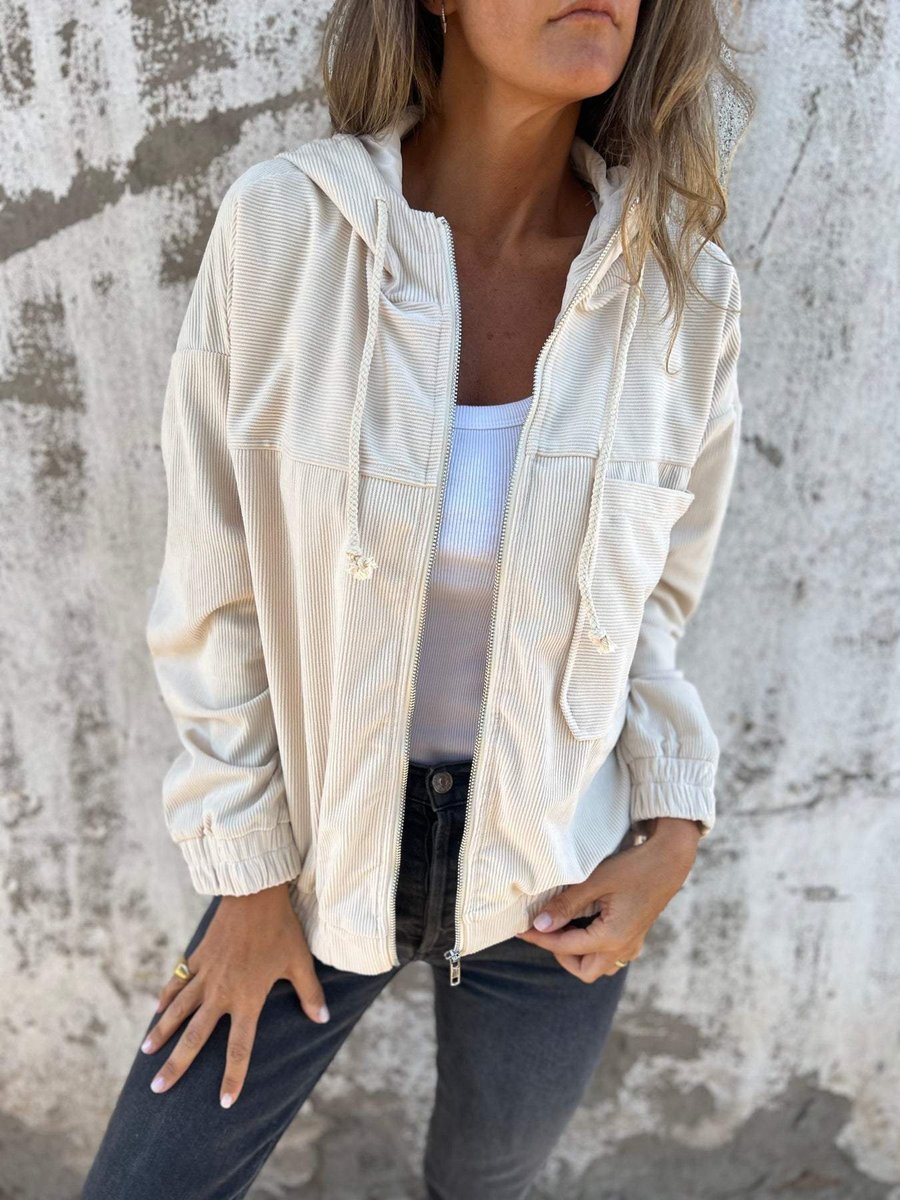Laura | Chaqueta acanalada con capucha y cremallera