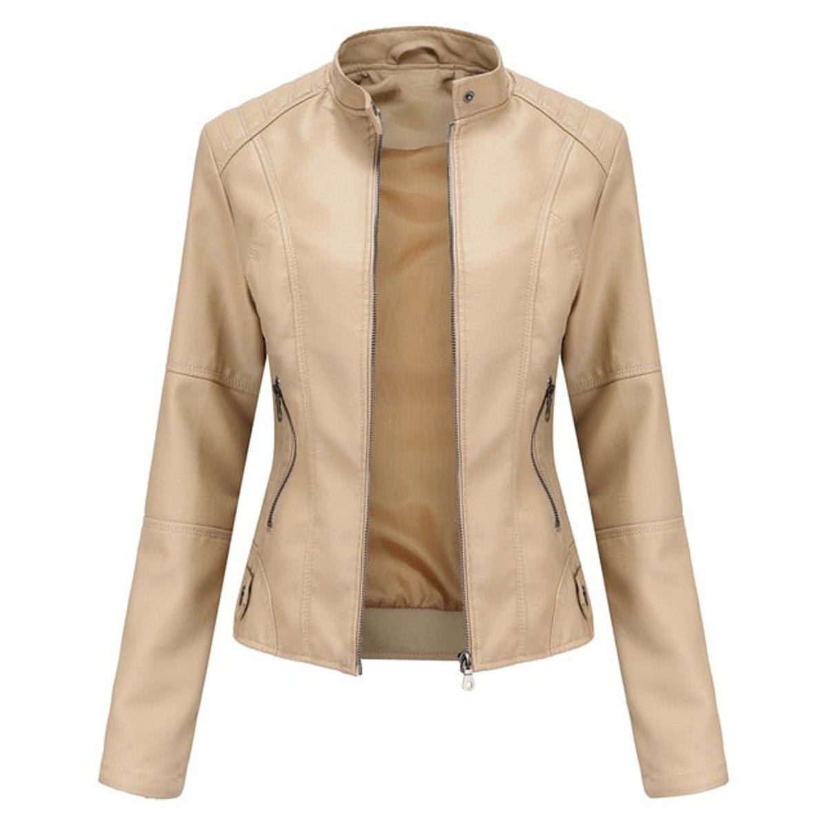 Elena | Chaqueta motera refinada con cuello mao
