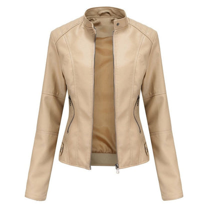 Elena | Chaqueta motera refinada con cuello mao