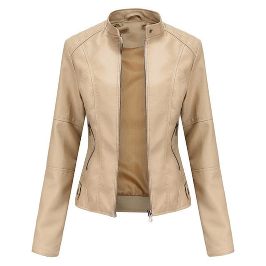 Elena | Chaqueta motera refinada con cuello mao