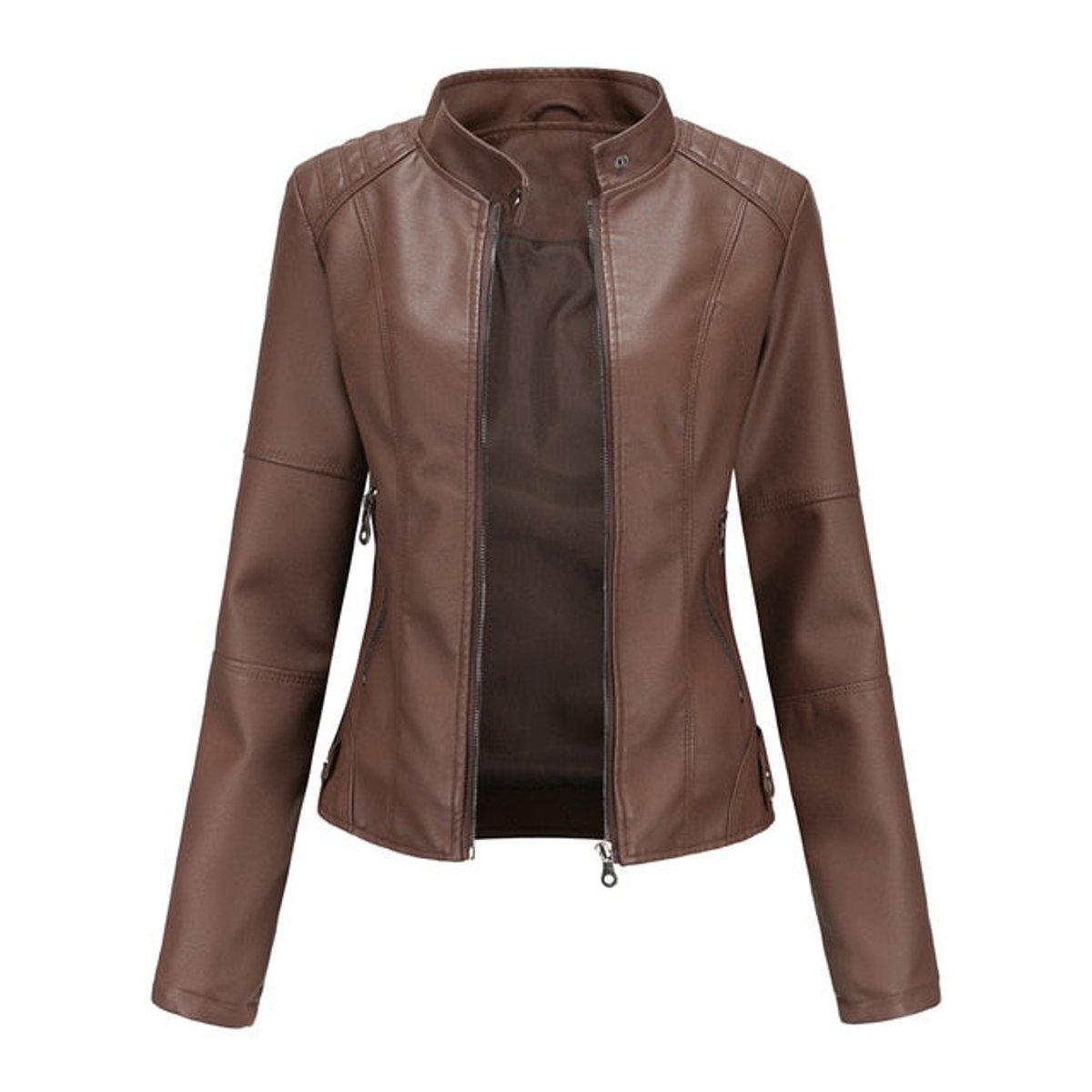 Elena | Chaqueta motera refinada con cuello mao