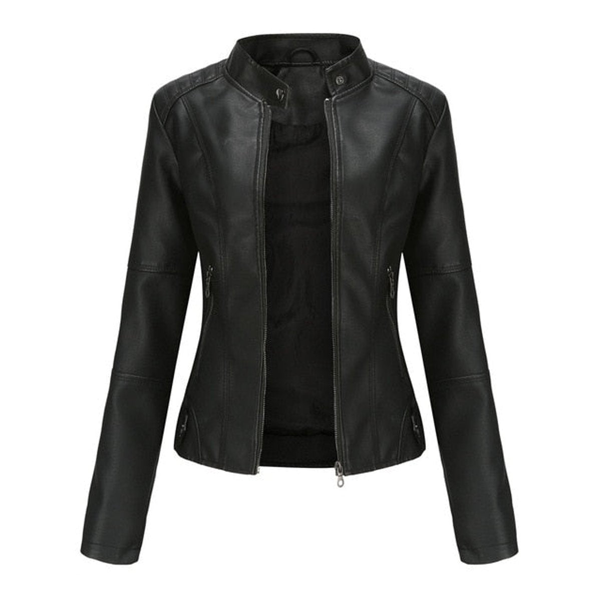 Elena | Chaqueta motera refinada con cuello mao