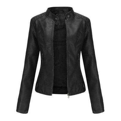 Elena | Chaqueta motera refinada con cuello mao