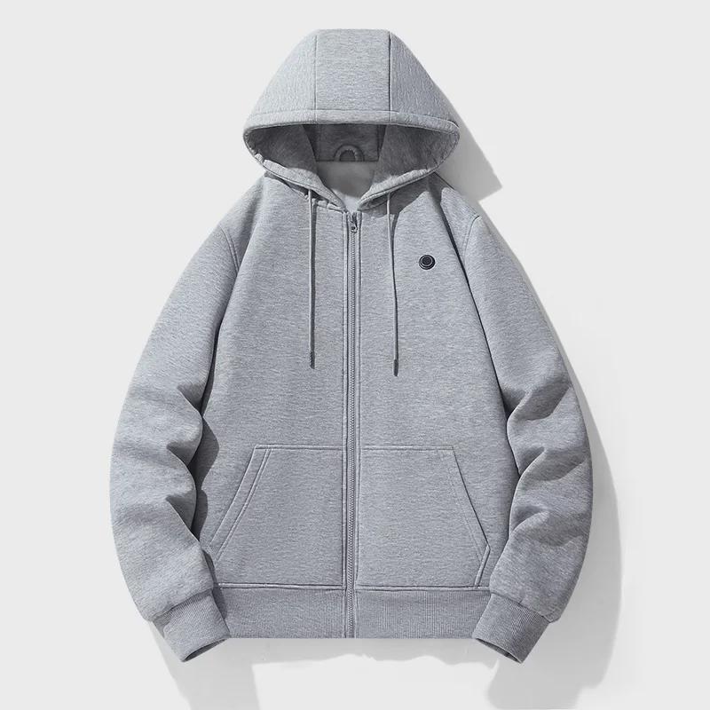Sudadera Gris con Cremallera y Calefacción Cómoda para Mujer con Capucha, Manga Larga, Bolsillo Canguro y Estilo Relajado