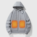 Sudadera Gris con Cremallera y Calefacción Cómoda para Mujer con Capucha, Manga Larga, Bolsillo Canguro y Estilo Relajado