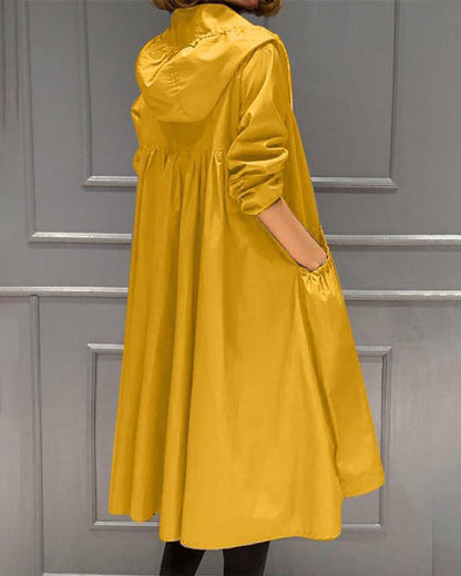 Carolina | Gabardina larga con capucha y cremallera