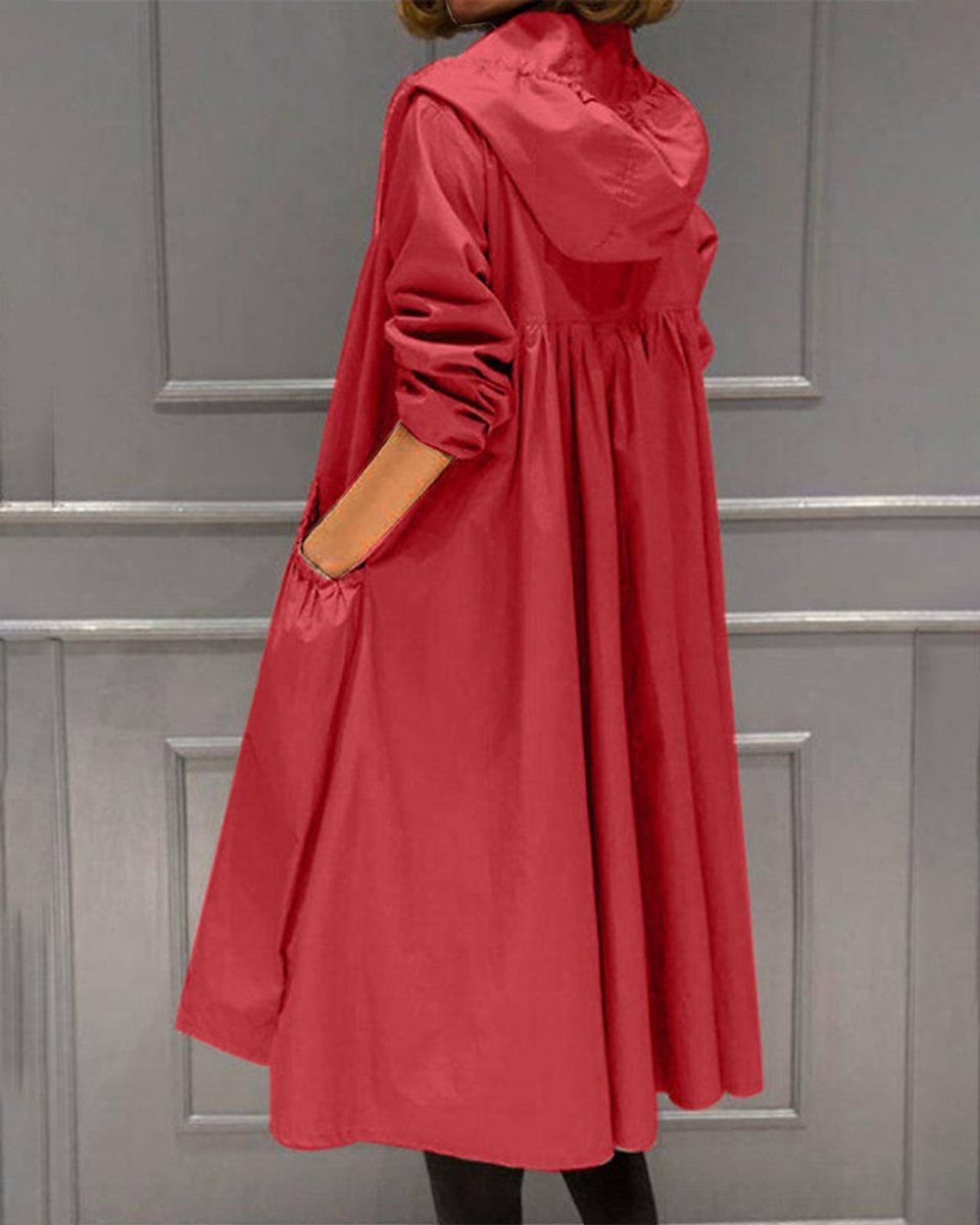 Carolina | Gabardina larga con capucha y cremallera