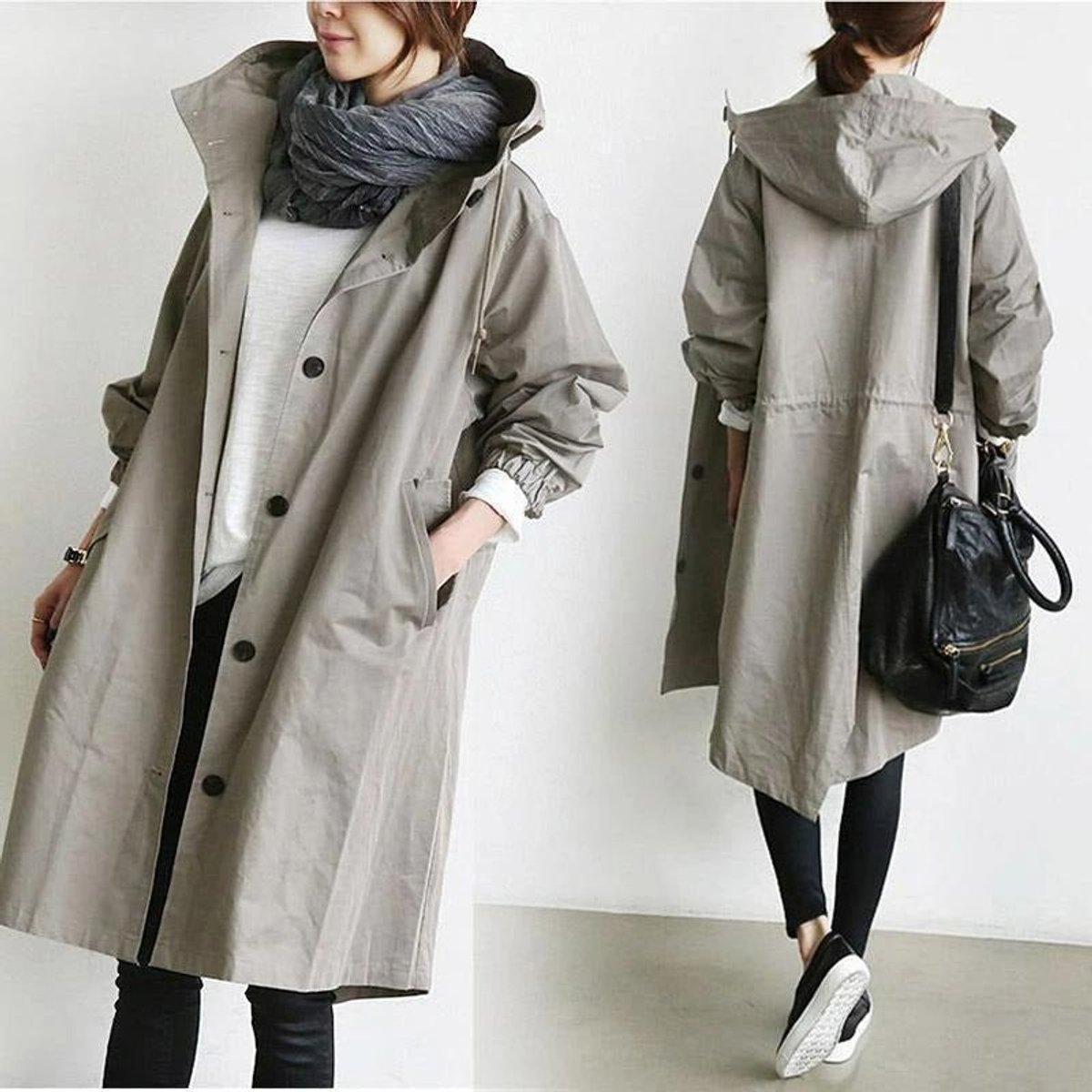 Maite | Abrigo oversize con capucha y botones