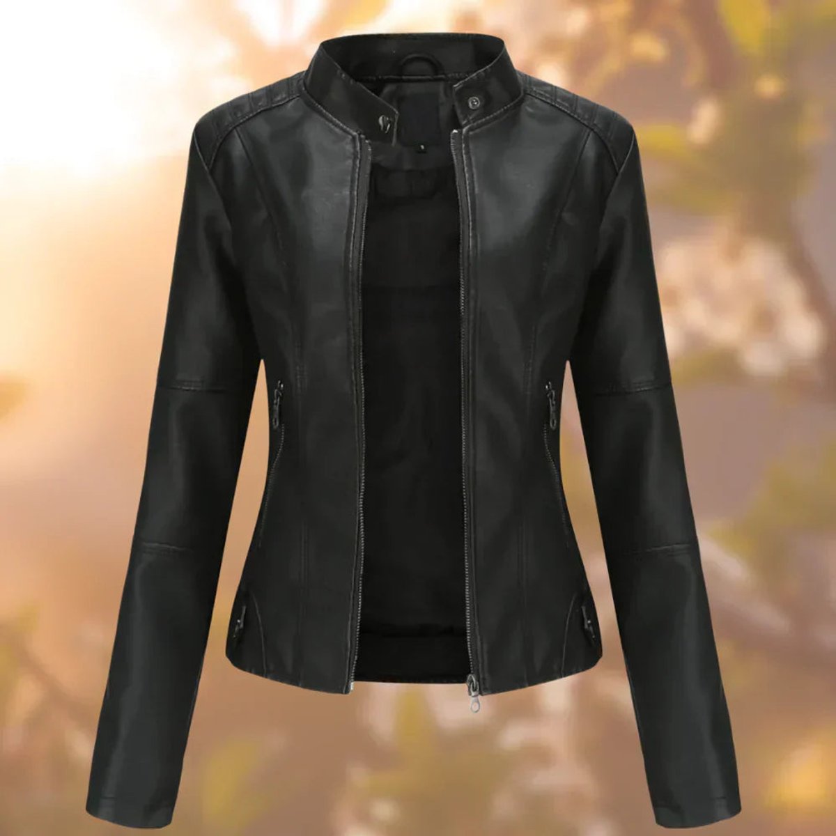 Lara | Chaqueta motera entallada con cremallera para mujer