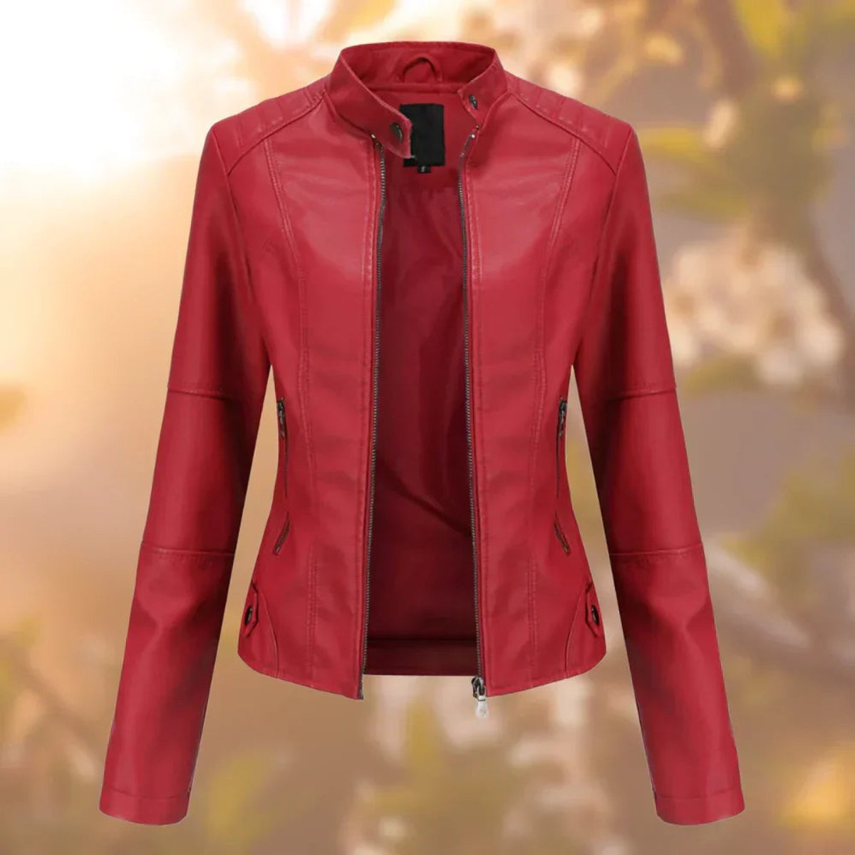 Lara | Chaqueta motera entallada con cremallera para mujer